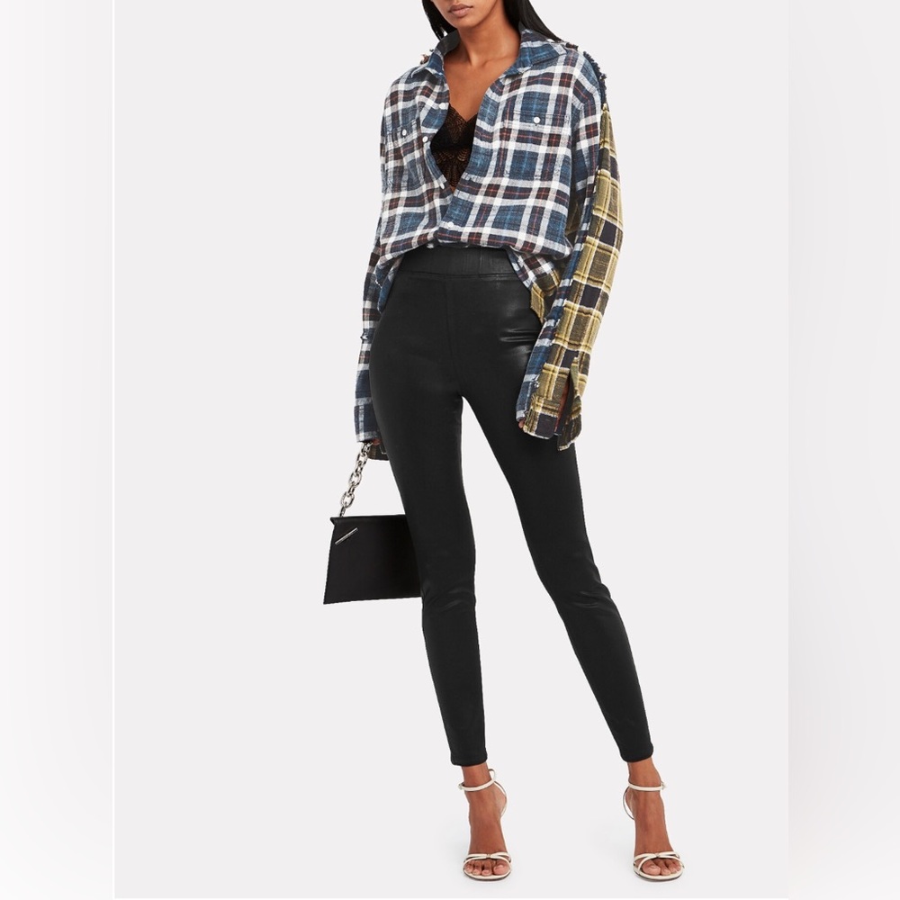 L’Agence Rochelle Coated High Rise Pull On Skinny Jeans Sz M Black